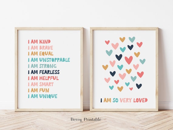 IAM GURU KID Framed Inspirational Wall Art For Kids - Positive Affirmation Prints, Owl Design, 8x10 Inches