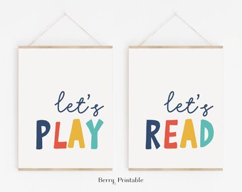 Playroom Prints Set: Let's Play, Let's Read, Homeschool Decor (Digital Download)