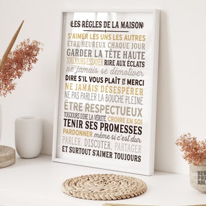 Les règles de la maison wall Art, House rules in French, Living room printable, New house gift, Home décor, Welcome sign,