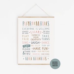 Playroom rules wall Art, Kids Room Decor, Playroom sign, Neutral printable Wall Art, Homeschool poster, Toddler bedroom decor, P72N