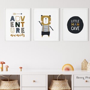 Boys Bedroom Decor, Set of 3 Printables, Kids Wall Art, Baby Bear Wall ...