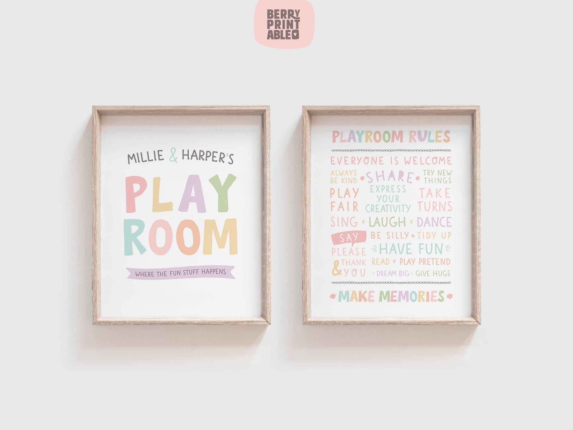 Playroom Rules Printable Wall Art, Custom Sisters Playroom Sign, This ...