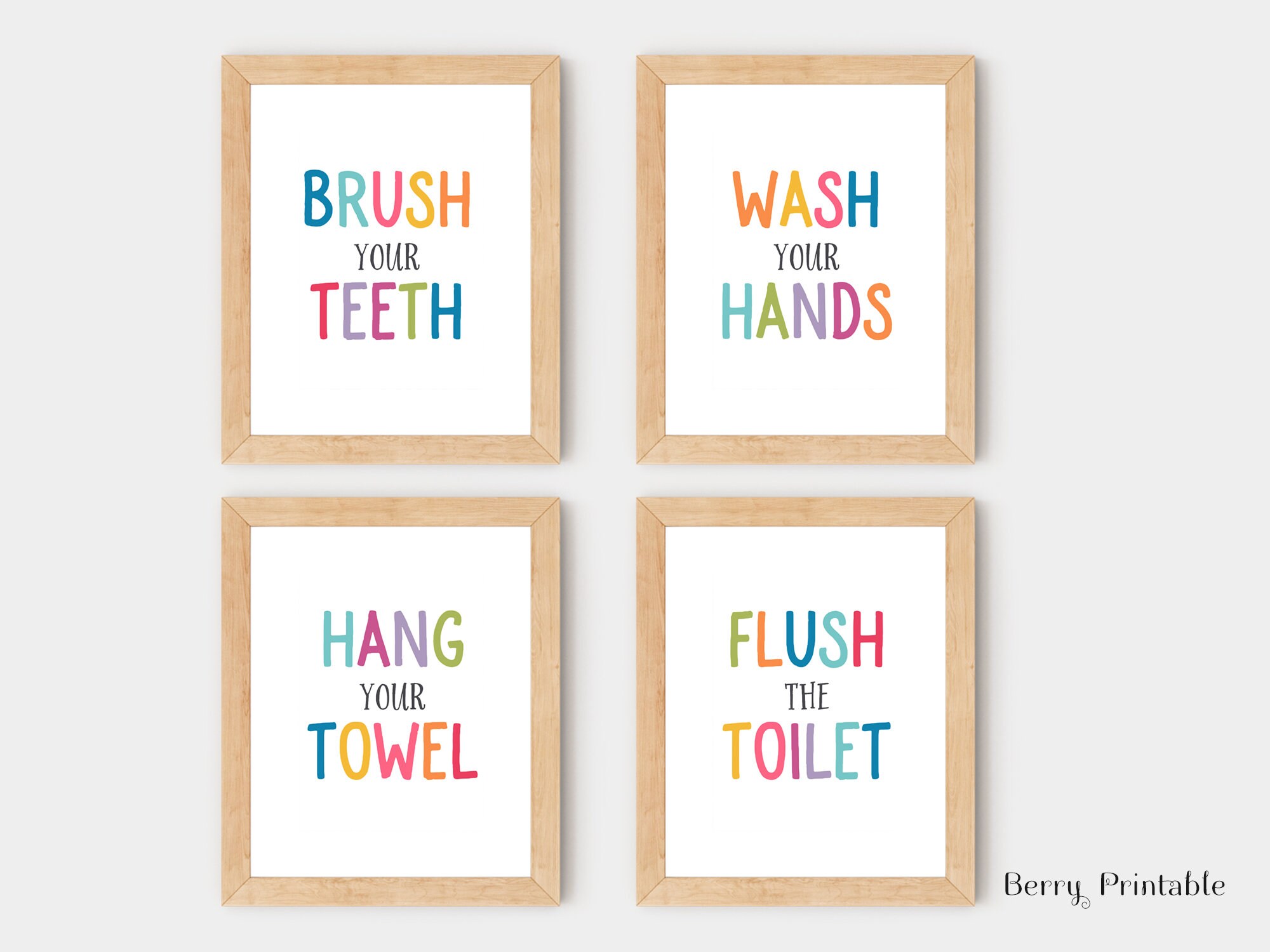 Kinder Badezimmer Set von 4 Drucke Badezimmer druckbare | Etsy