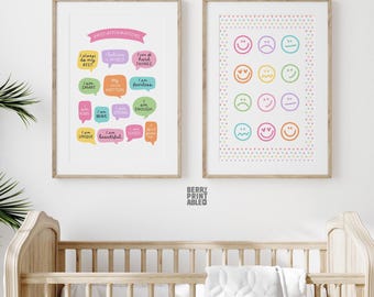 Positive Affirmations wall art, Girl Printable wall art, Playroom decor, Pastel colours poster, Tween girl room wall art, Nursery Decor P70P