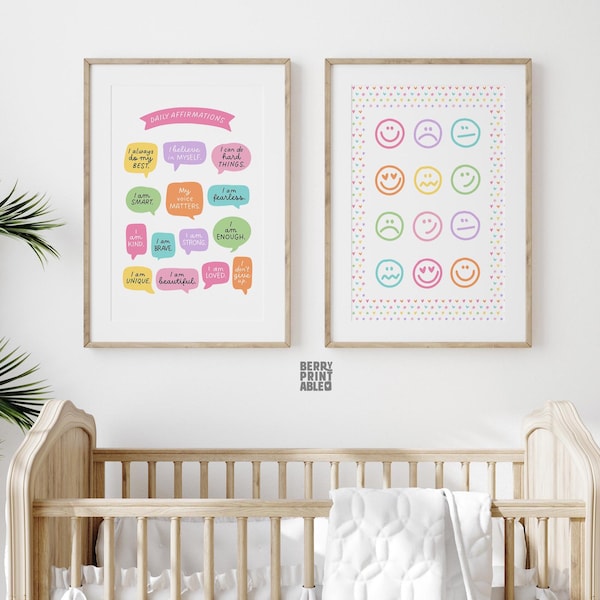 Positive Affirmations wall art, Girl Printable wall art, Playroom decor, Pastel colours poster, Tween girl room wall art, Nursery Decor P70P