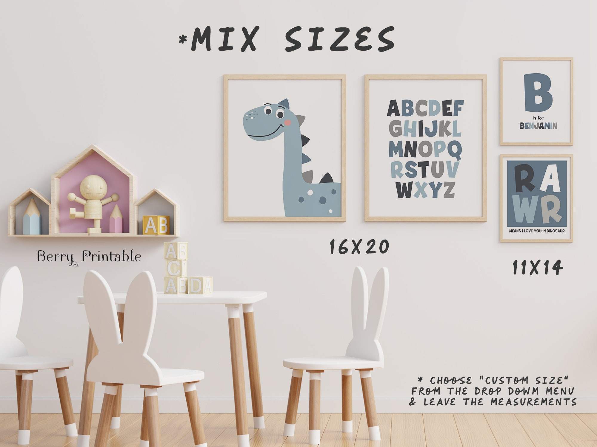 T-rex Wall Decor, Personalized Poster, Alphabet Sign, Boys Printable ...