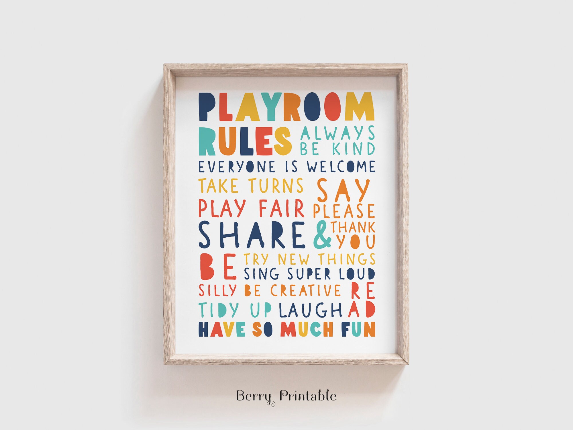 Playroom Rules Wall Art Boy Room Decor Rainbow Playroom Etsy