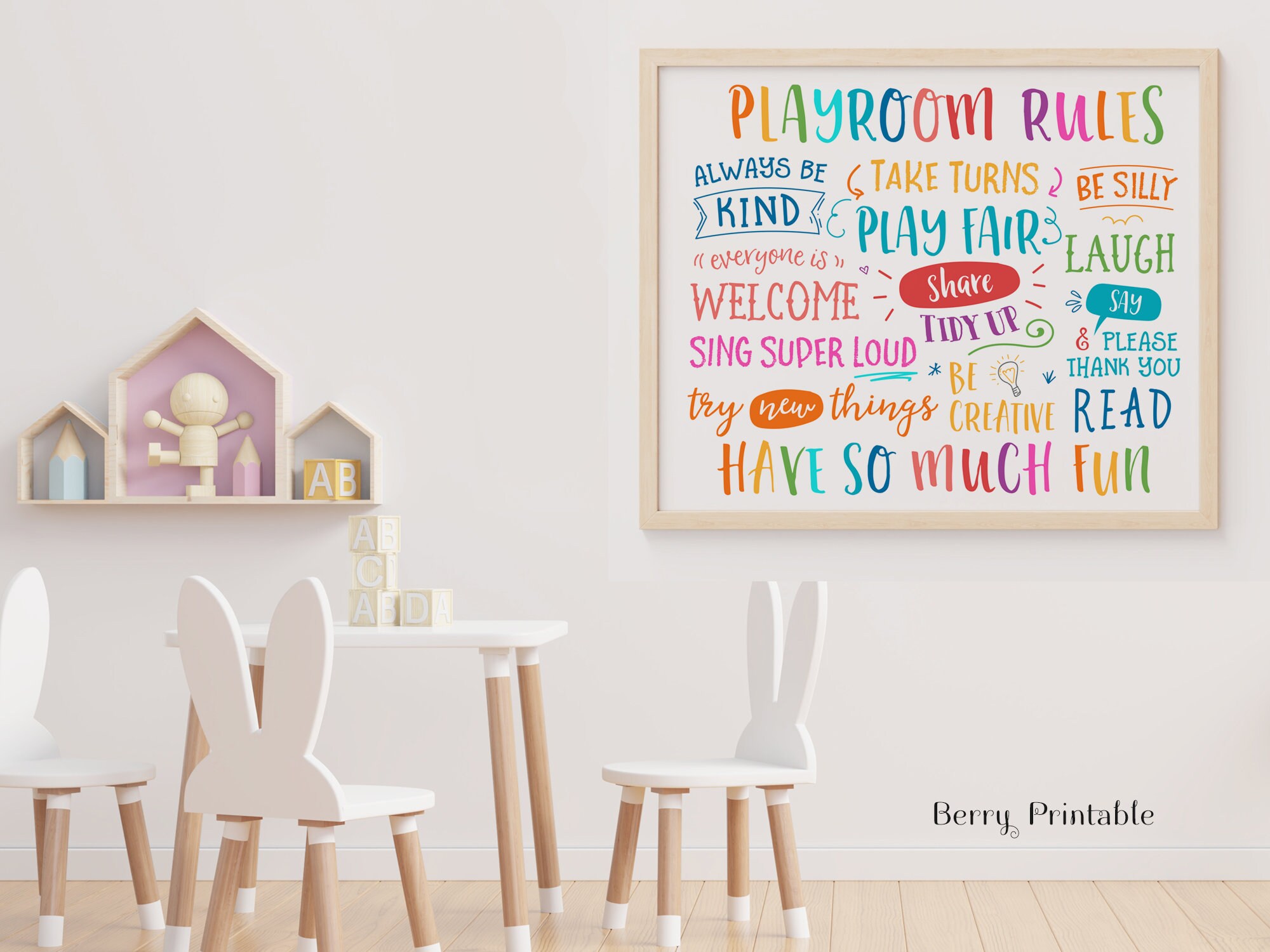Playroom Rules Printable Wall Art, Kids Room Decor, Rainbow Playroom ...