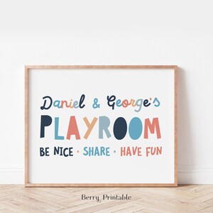 Playroom printable wall art, Personalized playroom sign, Playroom rules poster, Homeschool Decor, Kids Room Decor, Boy wall art, P72C
