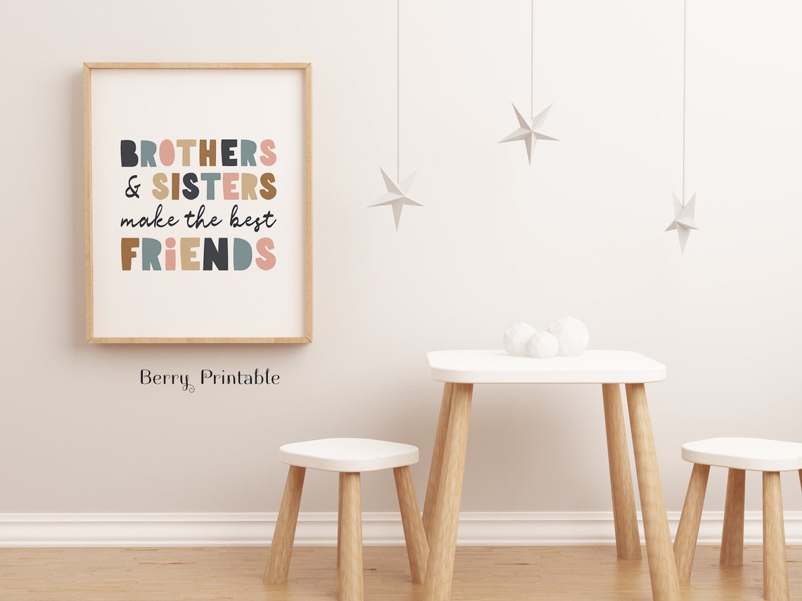 Brothers &amp; Sisters Printable Wall Art Playroom Decor Kids - Etsy