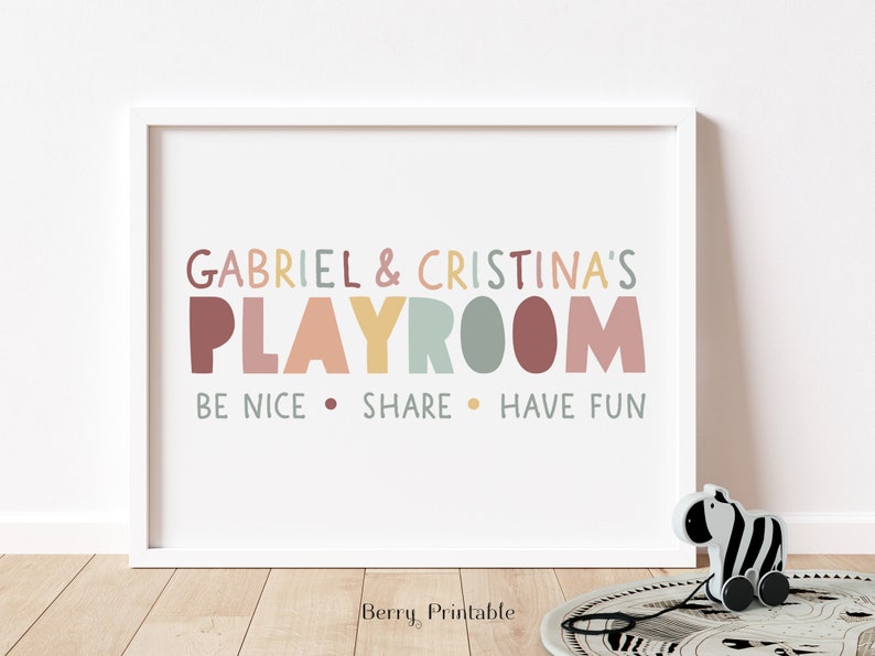 Custom name playroom wall art Personalized playroom sign Etsy