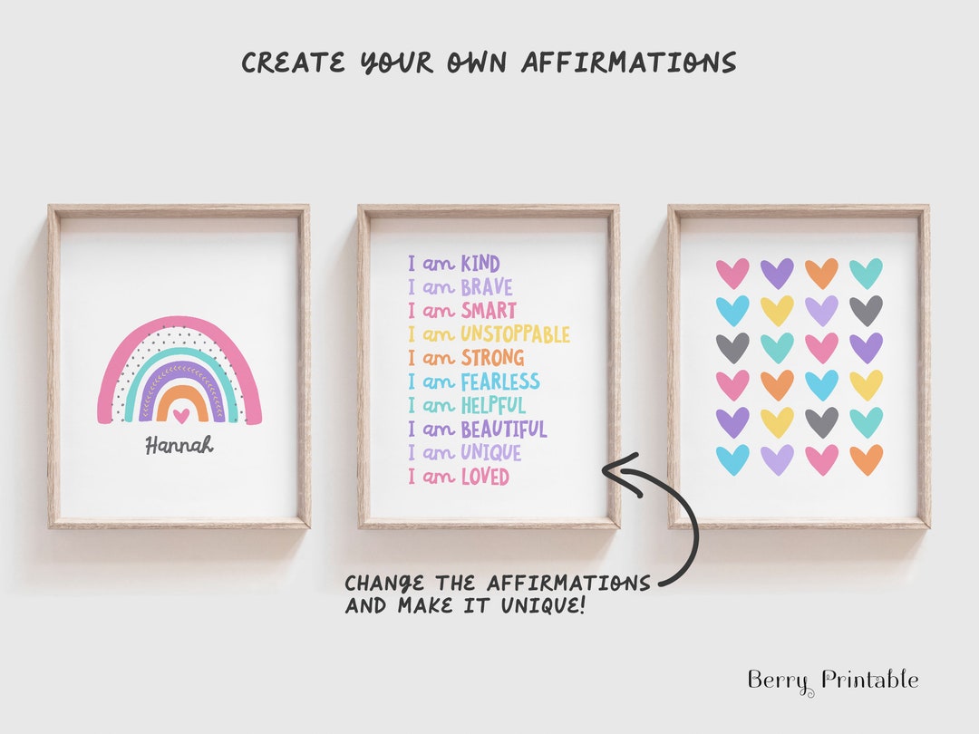 Affirmations Printable Wall Art Custom Affirmations for Girl - Etsy