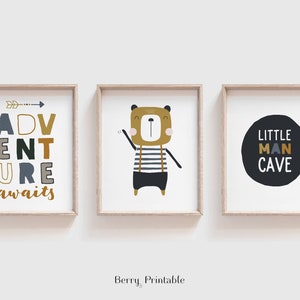 Boys Bedroom Decor, Set of 3 Printables, Kids Wall Art, Baby Bear Wall ...