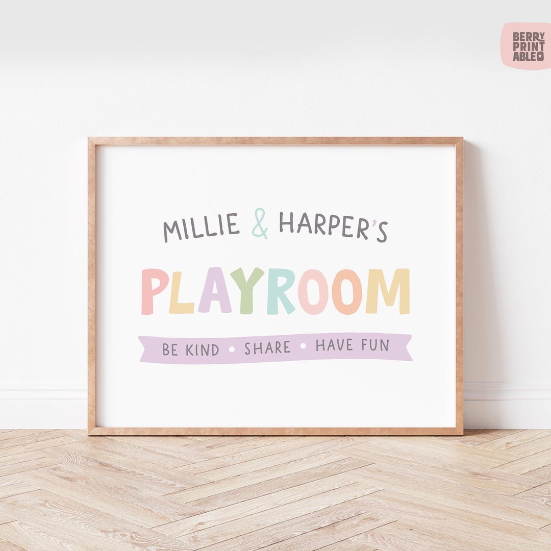 Custom Playroom Rules Sign: Pastel Decor, Personalized Kids Wall Art ...