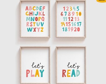 Playroom Alphabet & Numbers Poster Set: Educational Wall Art P70RT