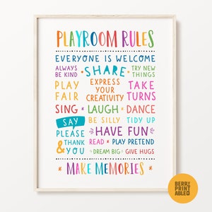 Playroom Rules Printable Wall Art, Brothers and Sisters Room Decor ...