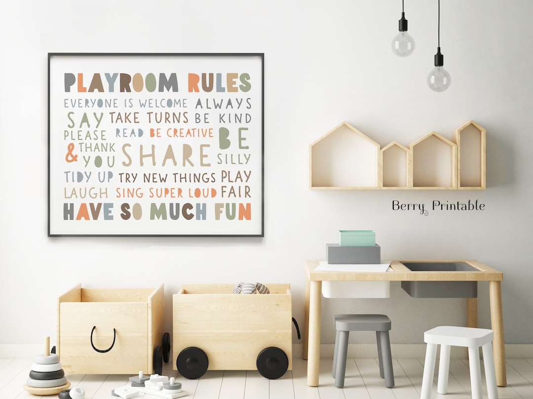 Playroom Rules Printable Wall Art, Kids Room Decor, Playroom Wall Decor ...