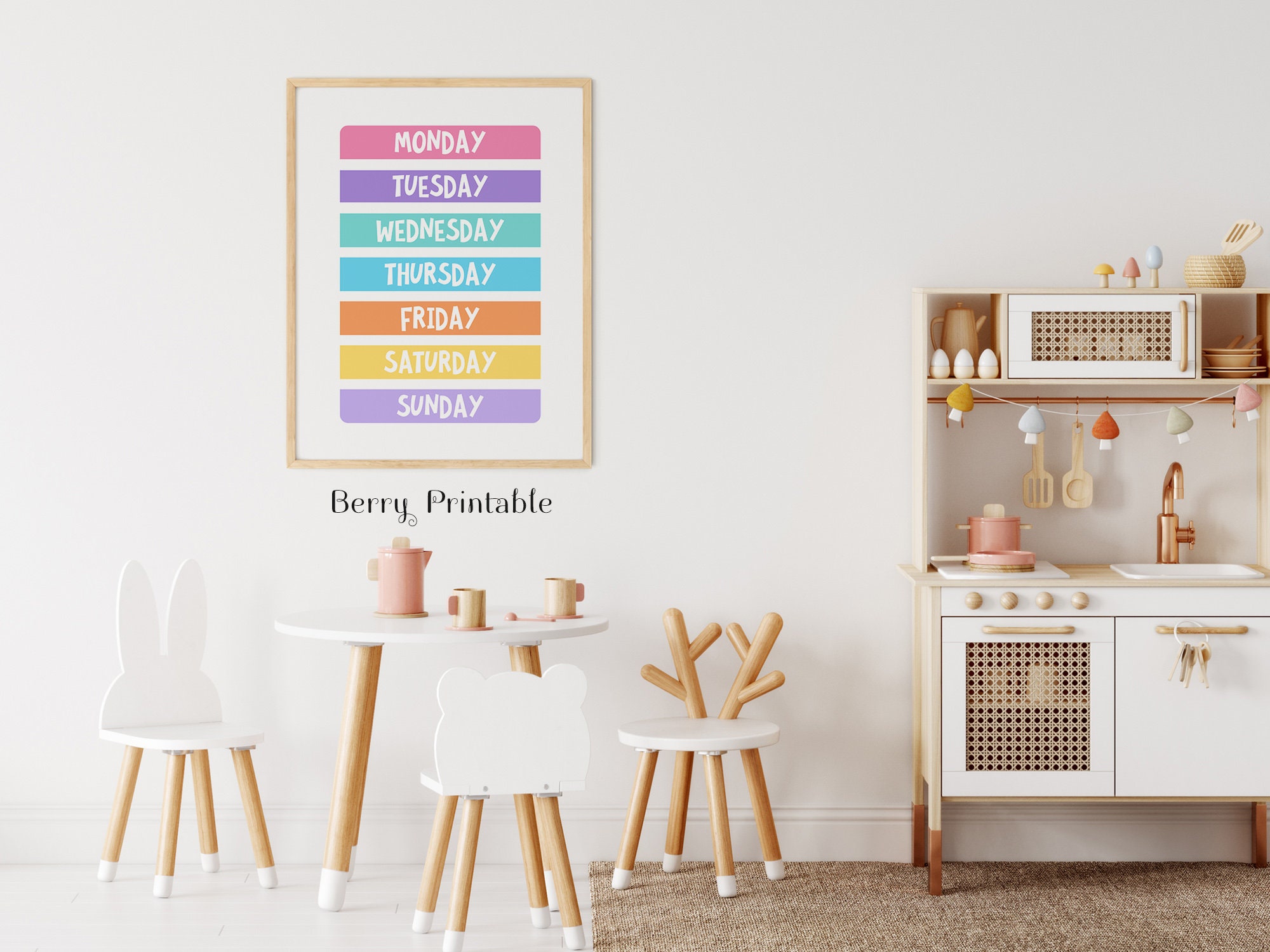 Rainbow Days of the Week Poster Printable Wall Art | Etsy UK
