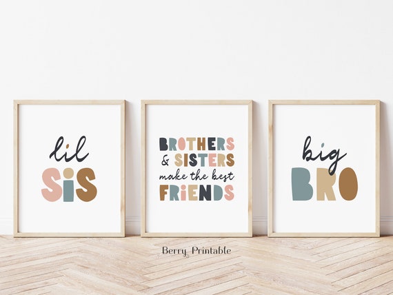 Brothers &amp; Sisters Printable Wall Art Playroom Decor Kids - Etsy