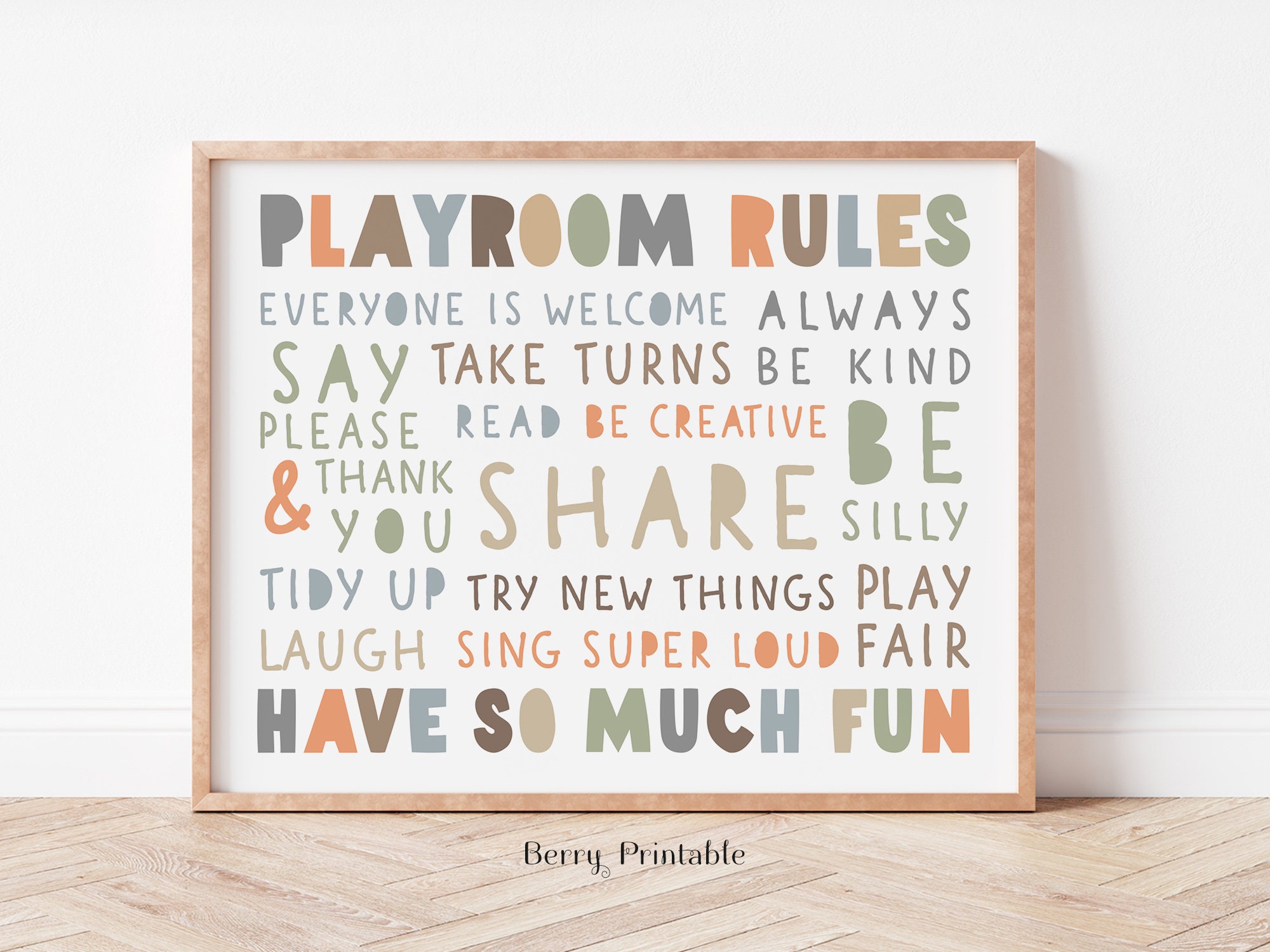 Playroom Rules Printable Wall Art, Kids Room Decor, Playroom Wall Decor ...