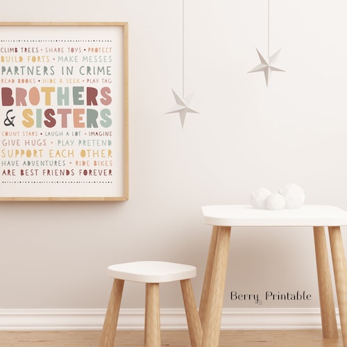Siblings Room Wall Decor Siblings Sign Shared Room Decor Etsy