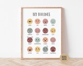 My feelings printable Chart, Emotions poster, Montessori homeschool decor, Kids playroom sign, Classroom decor, DIGITAL DOWNLOAD P72S