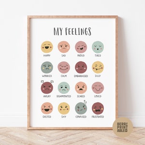 Meine Gefühle Poster zum Ausdrucken, Emotionen Poster, Montessori Schule, Kinder Spielzimmer Zeichen, Klassenzimmer Dekor, DIGITALER DOWNLOAD P72S