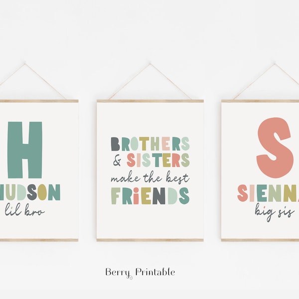 Brother and Sister Wall Art Etsy