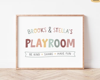 Playroom printable wall art, Homeschool sign, Siblings poster, Neutral colors decor, Kids playroom poster, Play area wall decor, P72S