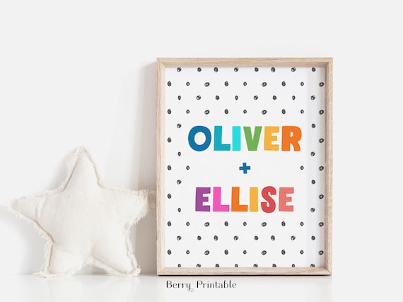Playroom Printable decor, Personalized name poster, Shared bedroom poster, Playroom wall art, Kids room decor, Rainbow sign, DIGITAL FILE