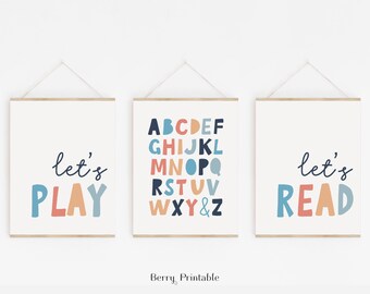 Playroom Printable Art Set: Alphabet, Let's Play, Let's Read (Digital Download)