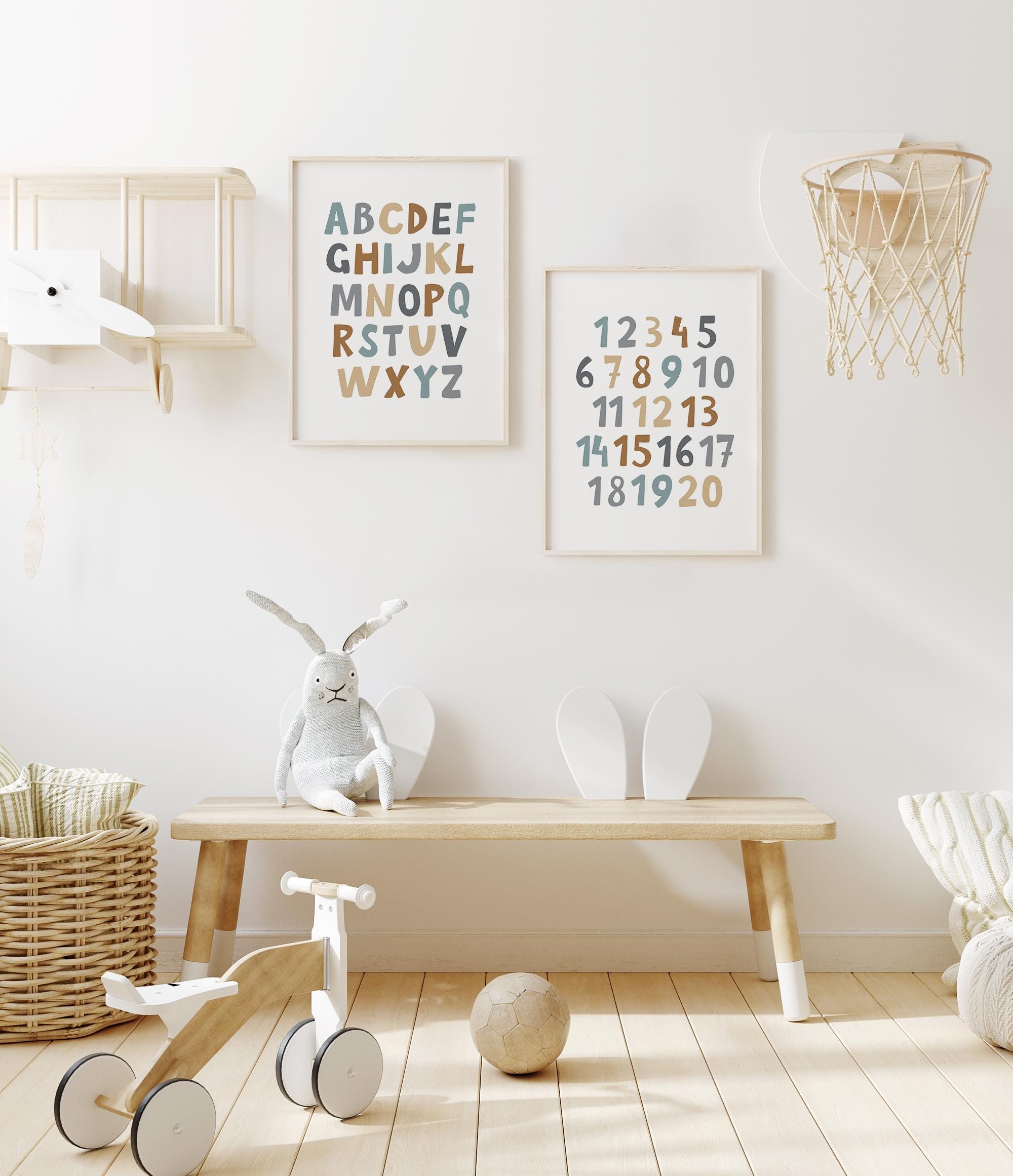 Playroom Printable Set of 2, Toddler Room Decor, Alphabet and Numbers