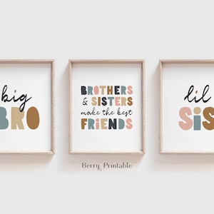 Brothers &amp; Sisters Printable Wall Art Playroom Decor Kids - Etsy