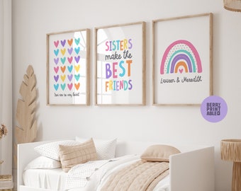 Rainbow Frame Besties Sisters Personalized 4 In 1 Can Cooler