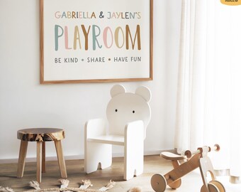 Playroom custom poster, Personalized sign, Neutral printable wall art, Shared room decor, Homeschool poster, Kids Play Area, Youngster P72N