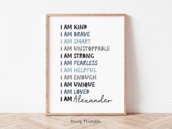 Affirmations printable wall art, Custom kids playroom sign, Daily affirmations for boy, Playroom decor, Homeschool poster, P12G DIGITAL FILE