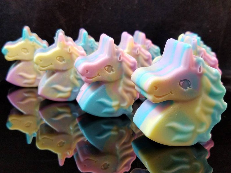 Magical Unicorn soap. Colorful pastel rainbow swirls with glitter. Luxury Triple Butter soap 3.25 oz. Detergent, phthalate and paraben free. image 4