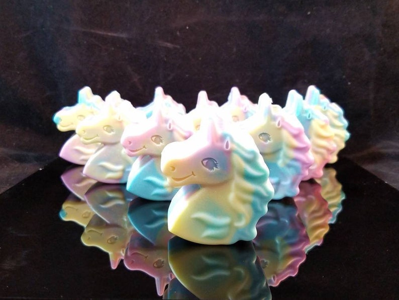 Magical Unicorn soap. Colorful pastel rainbow swirls with glitter. Luxury Triple Butter soap 3.25 oz. Detergent, phthalate and paraben free. image 3