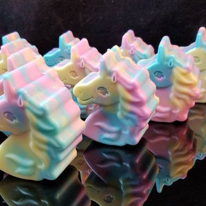 Magical Unicorn soap. Colorful pastel rainbow swirls with glitter. Luxury Triple Butter soap 3.25 oz. Detergent, phthalate and paraben free. image 10