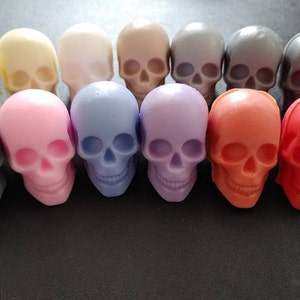 2 Mini 3D Skull Soap Party Favors, Goth Halloween Decor, .75 oz. Set of two.