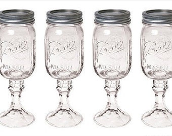 Mega Pint redneck wine glass. Johnny Depp inspired. Ball canning jar wine glass.