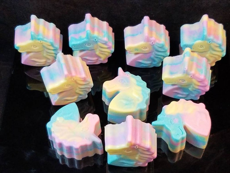 Magical Unicorn soap. Colorful pastel rainbow swirls with glitter. Luxury Triple Butter soap 3.25 oz. Detergent, phthalate and paraben free. image 7