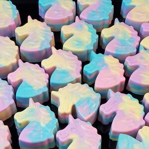 Magical Unicorn soap. Colorful pastel rainbow swirls with glitter. Luxury Triple Butter soap 3.25 oz. Detergent, phthalate and paraben free. image 6