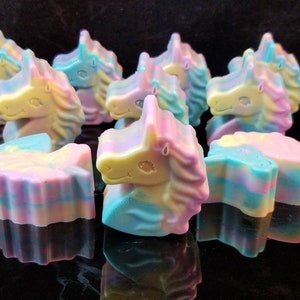 Magical Unicorn soap. Colorful pastel rainbow swirls with glitter. Luxury Triple Butter soap 3.25 oz. Detergent, phthalate and paraben free. image 5