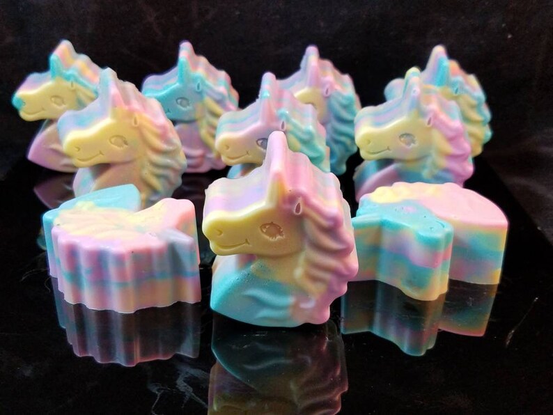 Magical Unicorn soap. Colorful pastel rainbow swirls with glitter. Luxury Triple Butter soap 3.25 oz. Detergent, phthalate and paraben free. image 5