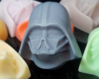 Set of 10 Star Wars inspired mini Darth Vader party favor soaps. Vegan friendly. Biodegradable. Detergent, phthalate and paraben free. 6 oz