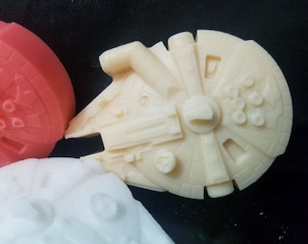 Star Wars inspired Millennium Falcon soap made with our Luxury Triple Butter soap that is Detergent, phthalates and paraben free. 2 oz each.