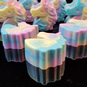 Magical Unicorn soap. Colorful pastel rainbow swirls with glitter. Luxury Triple Butter soap 3.25 oz. Detergent, phthalate and paraben free. image 9