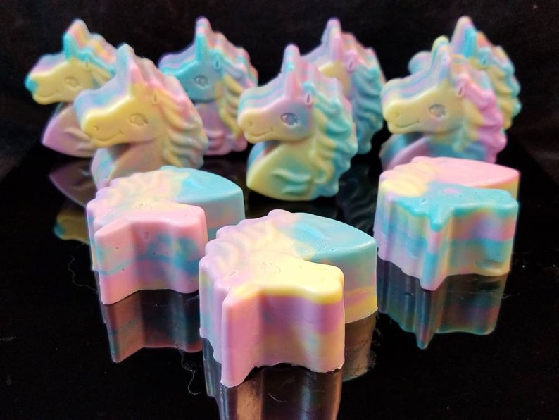 Magical Unicorn soap. Colorful pastel rainbow swirls with glitter. Luxury Triple Butter soap 3.25 oz. Detergent, phthalate and paraben free. image 8
