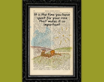 The Little Prince Dictionary Art Book Le Petit Prince Quote Book Original Post recycled art Dorm Room Wall Decor Exupéry Dictionary (47-Nº3)